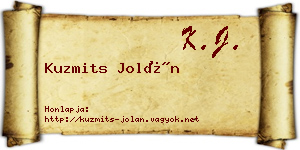 Kuzmits Jolán névjegykártya